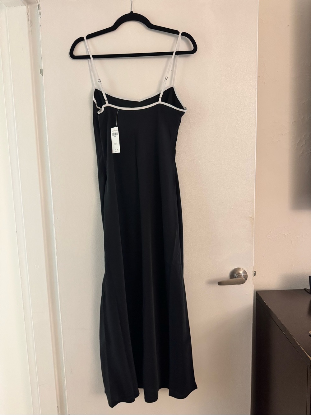Abercrombie & Fitch Black Slip Maxi Dress with White Trim Small NWT - Picture 6 of 7